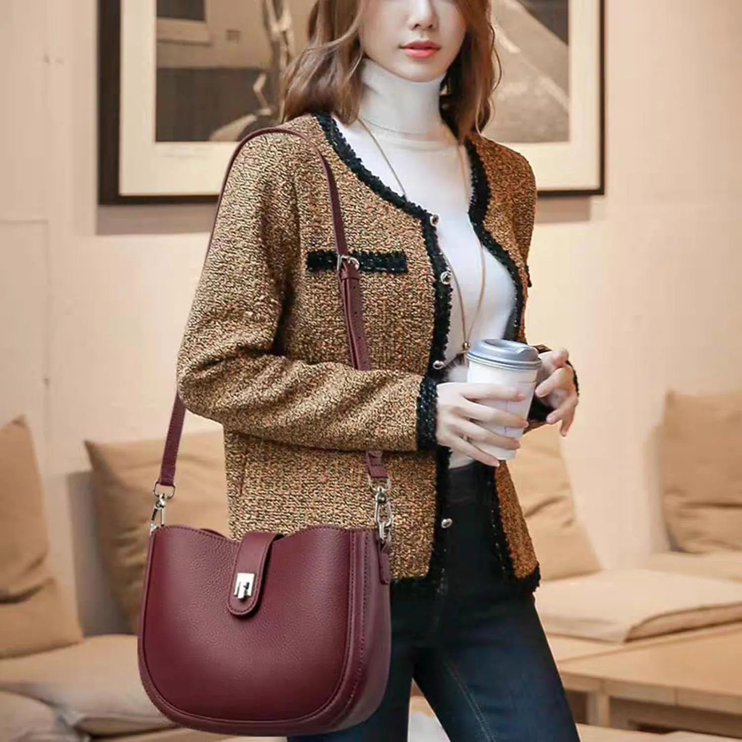 Underarm saddle bag for Women,vegan genuine shoulder bag,Trendy crossbody bag,purse.
