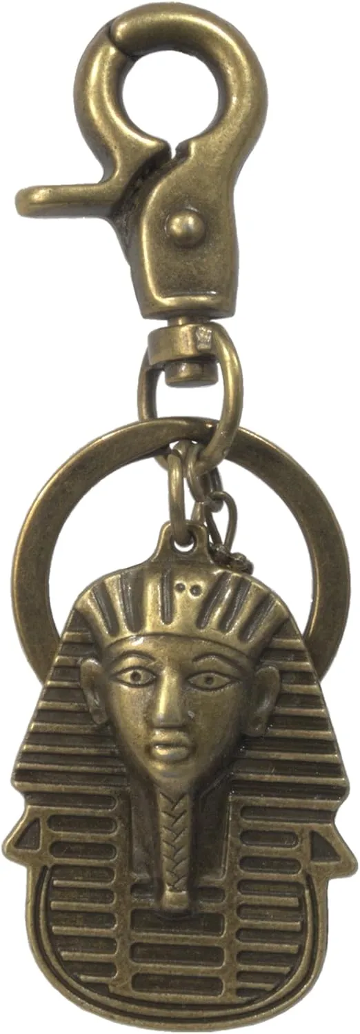 Unisex Antique Bronze Egyptian King Tut with Isis Austrian Crystal Key Chain   GIFT BAG