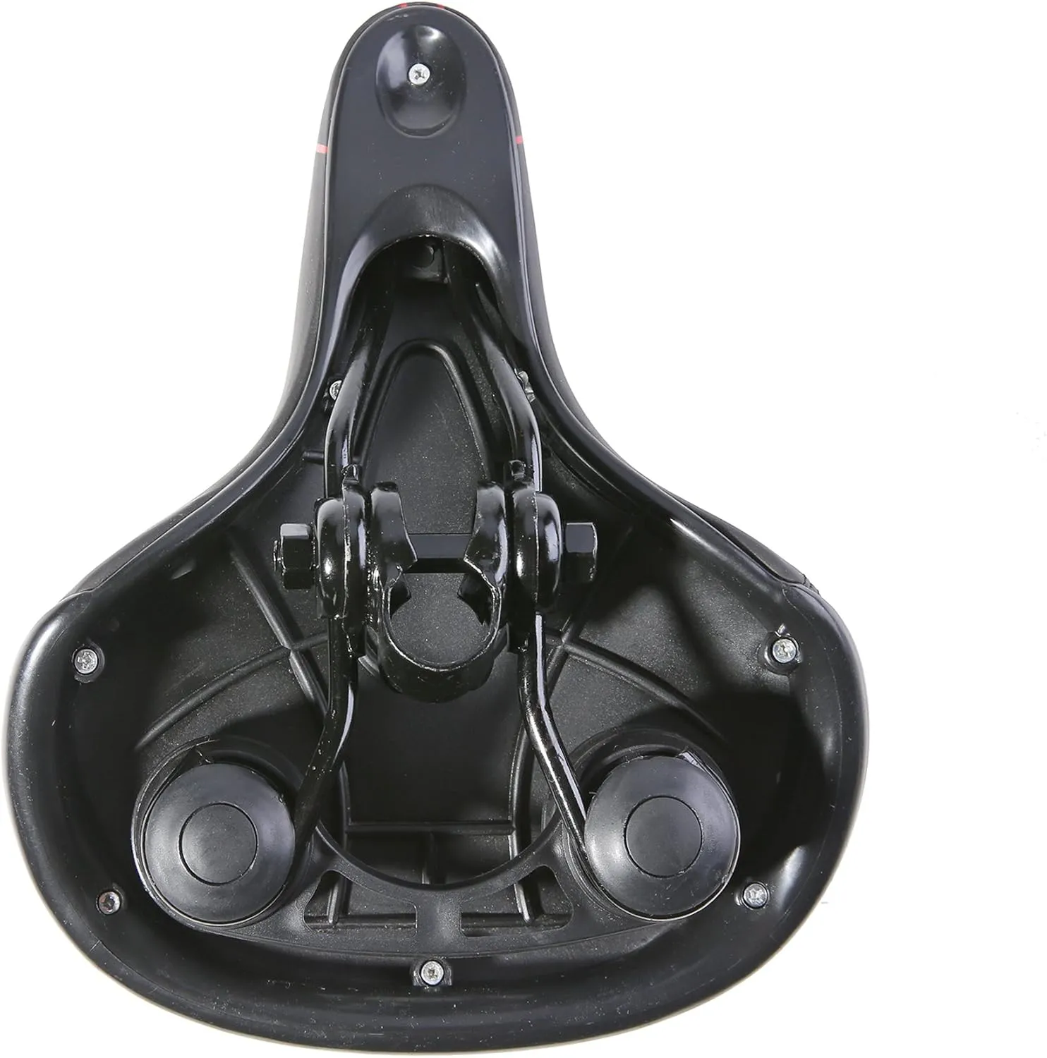 UNISTRENGH Bike Saddle with Exclusive Shock Absorber Ball Base, Big Bum Extra Wide Leather Bicycle Seat Soft Comfy Gel Padded Cushion with Reflective Tape