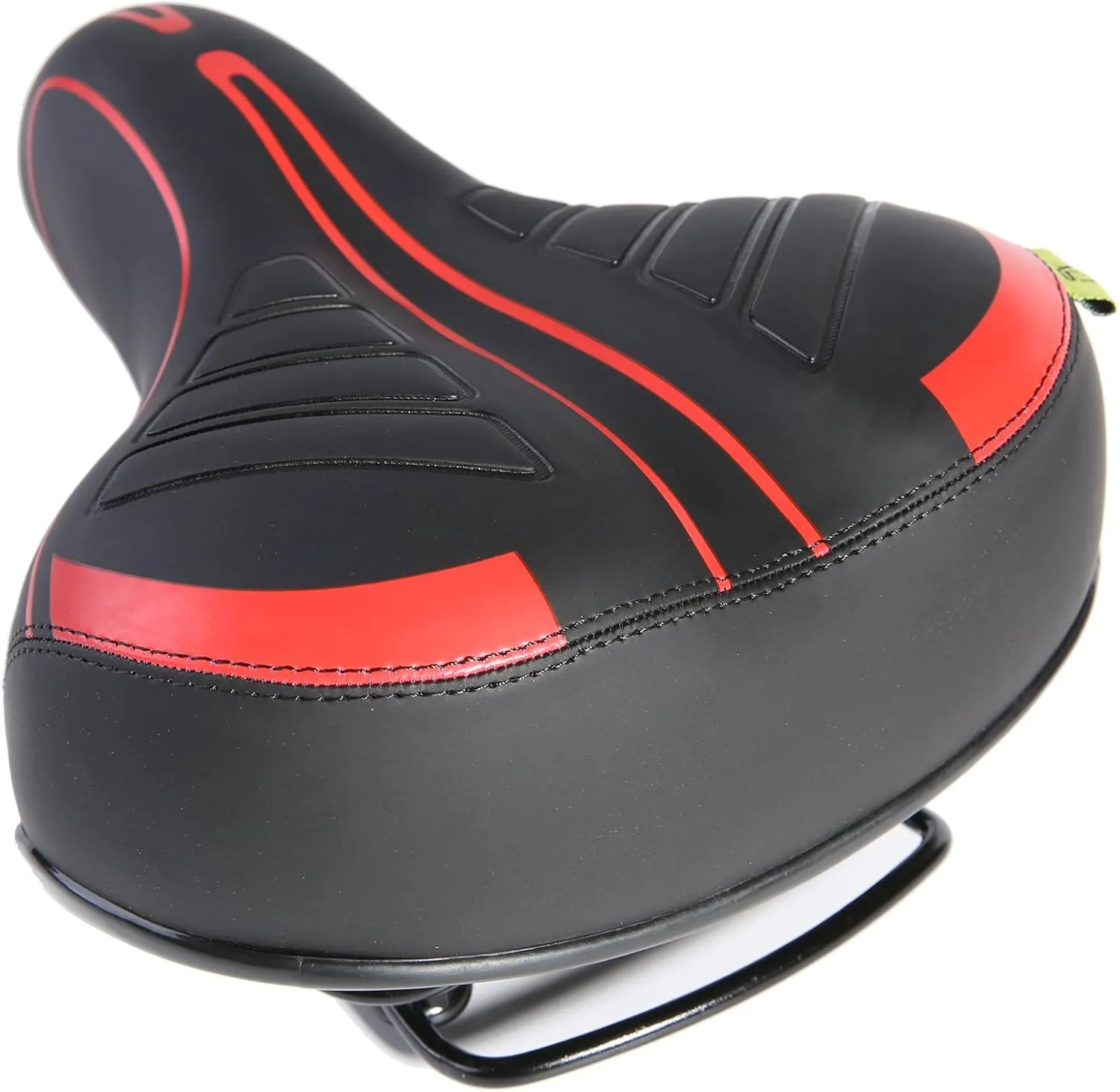 UNISTRENGH Bike Saddle with Exclusive Shock Absorber Ball Base, Big Bum Extra Wide Leather Bicycle Seat Soft Comfy Gel Padded Cushion with Reflective Tape
