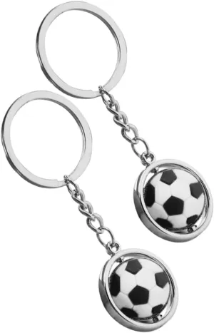 Unomor 2Pcs Rotating Football Keychains for Soccer Ball Charms for School Bag Decoration Sports Keyring for Boys and Versatile Use and Quick Access