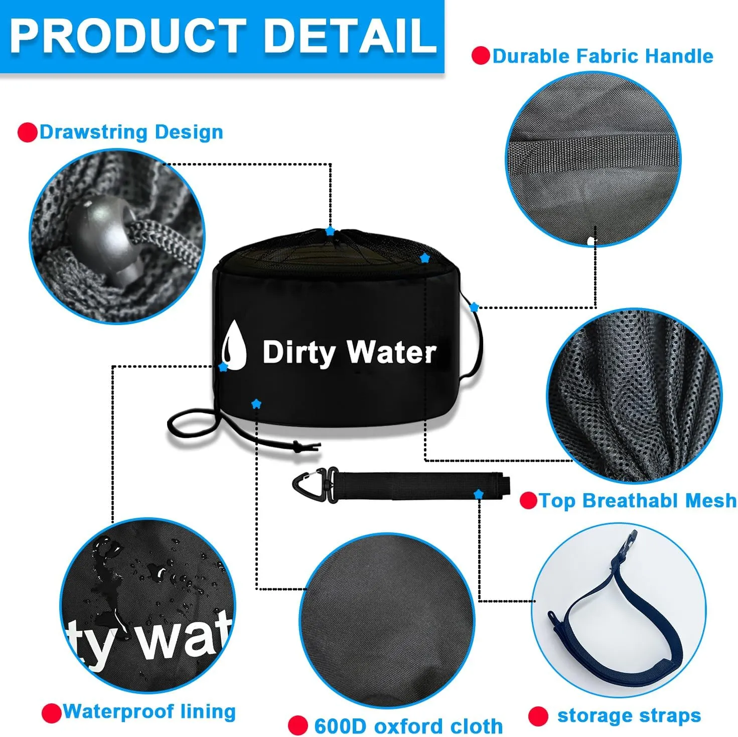 UNXMRFF 1-Pack Blue RV Hose Storage Bag, RV Utility Bag, Waterproof RV Sewer Hose Storage RV Equipment Storage for Fresh/Black Water Hoses and Electrical Cords, Camper Tools Accessories