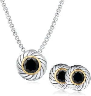 UNY Unique Fahsion Jewelry Sets Designer Inspired CZ Inlaid 2 Tone Womens Valentine's