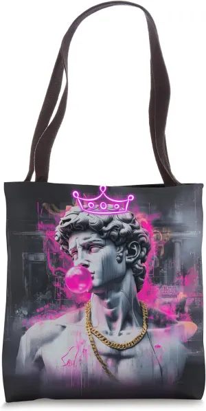 Urban Graffiti Michelangelo Bust PopArt Aesthetic Tote Bag