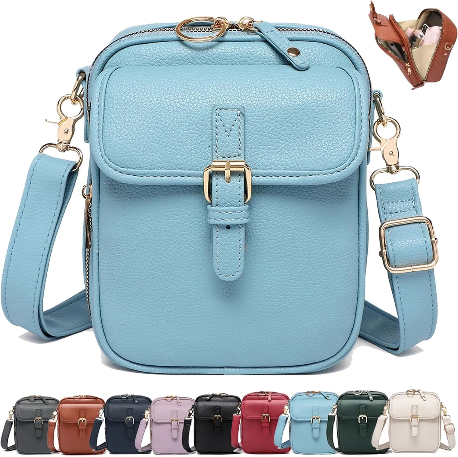 Urvashi Crossbody Leather Bag, Luma Urvashi Leather Bag, Retro Double-Layer Large Capacity Mini Crossbody Bags