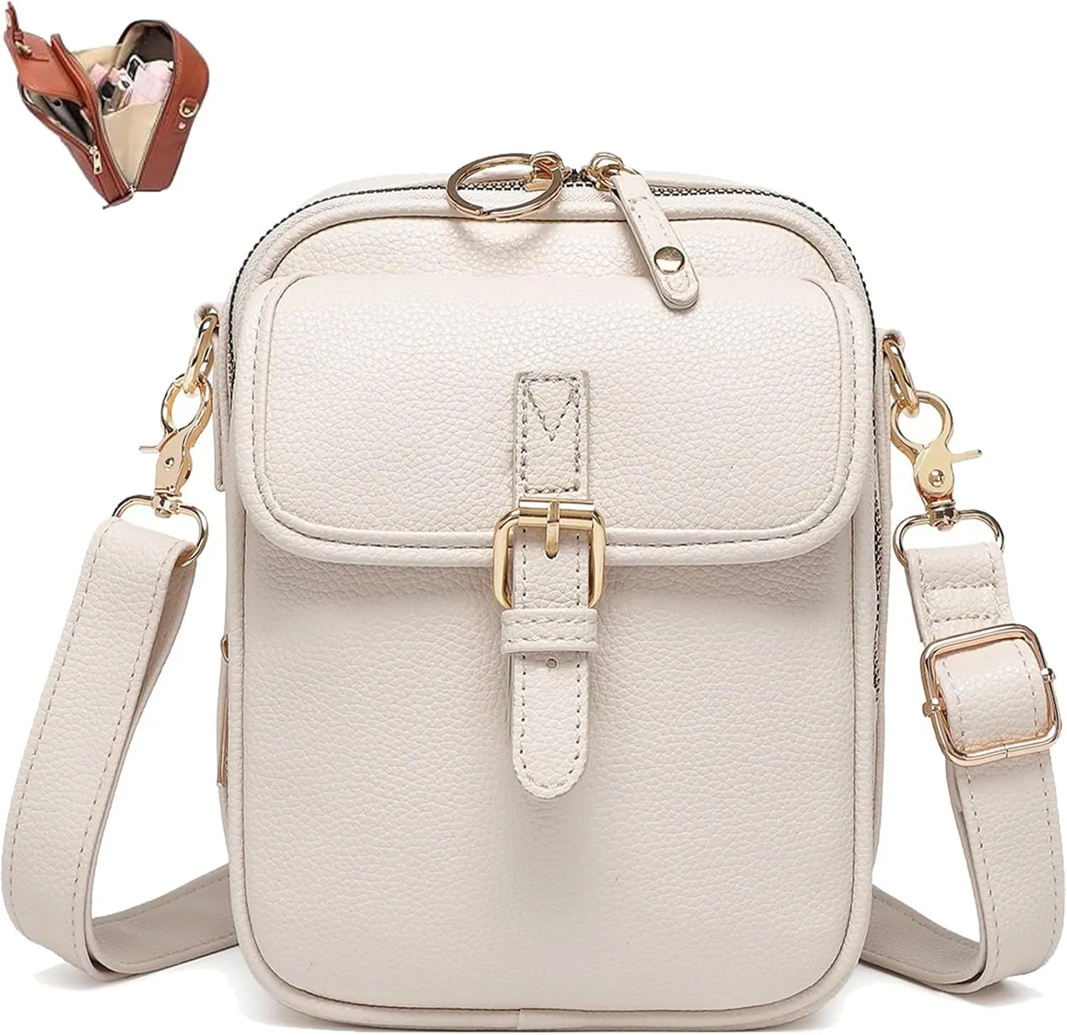 Urvashi Crossbody Leather Bag, Retro Double-Layer Large Capacity Mini Crossbody Bag, Large Capacity Crossbody Bag