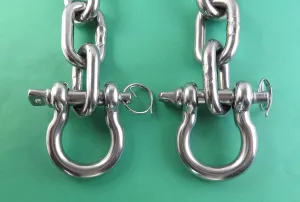 US Stainless Stainless Steel 316 Anchor Chain 5/16" or 8mm by 10' Long with Anti-Off Shackles Advanced Lock Ring Design