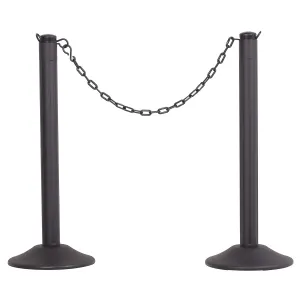 US Weight ChainBoss Black Stanchion With 10' of Black Plastic Chain - Weighted Base