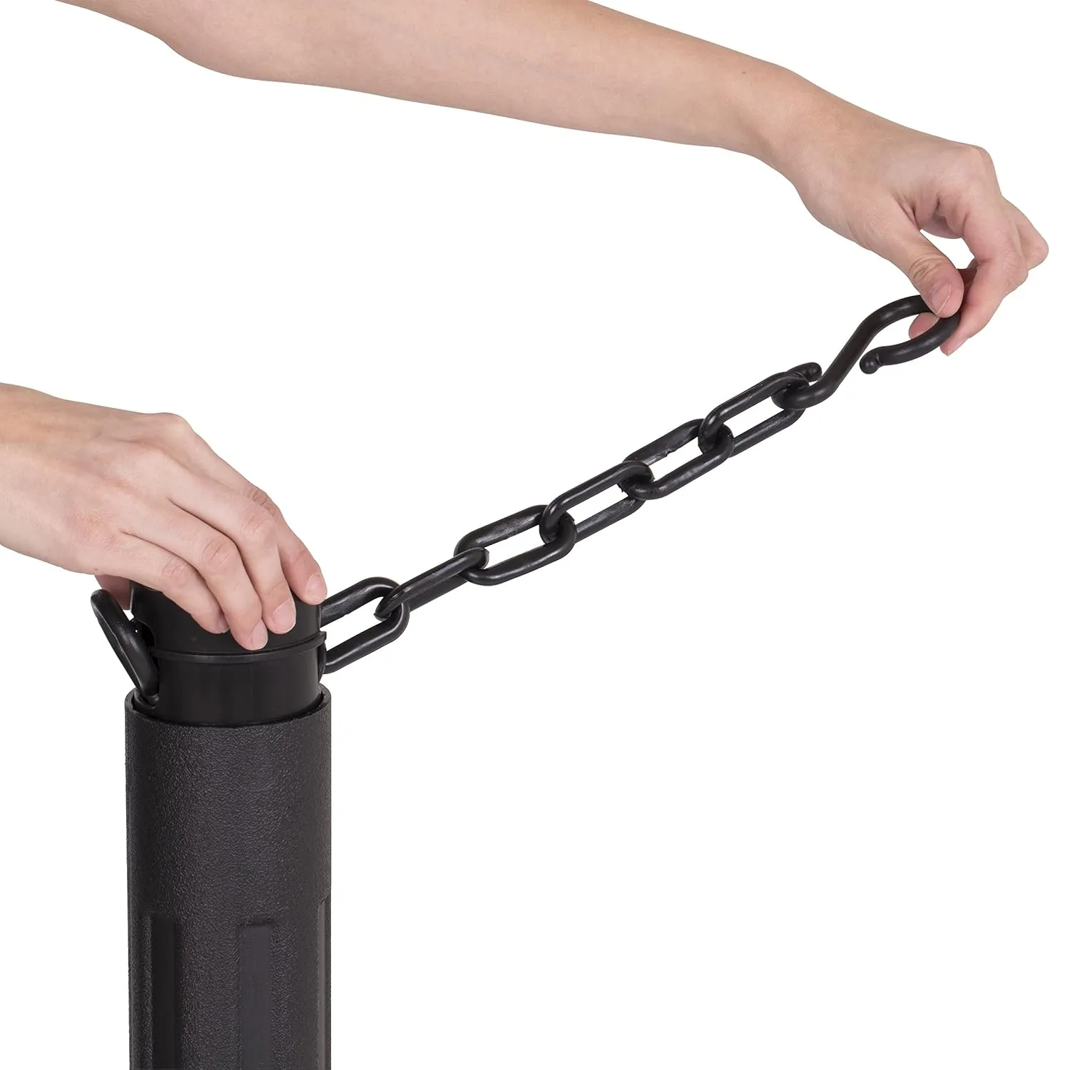 US Weight ChainBoss Black Stanchion With 10' of Black Plastic Chain - Weighted Base