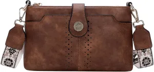VASCHY Crossbody Bag Purse for Women, Fashion Soft Vegan Leather Small Shoulder Handbag with Detachable Guitar Strap