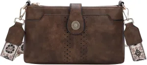 VASCHY Crossbody Bag Purse for Women, Fashion Soft Vegan Leather Small Shoulder Handbag with Detachable Guitar Strap