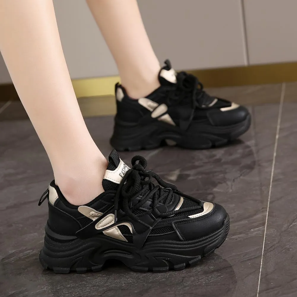 VAXAV Women's Fashion Breathable Mesh Platform Sneakers Casual Jogging Walking Shoes 5.5-8.5