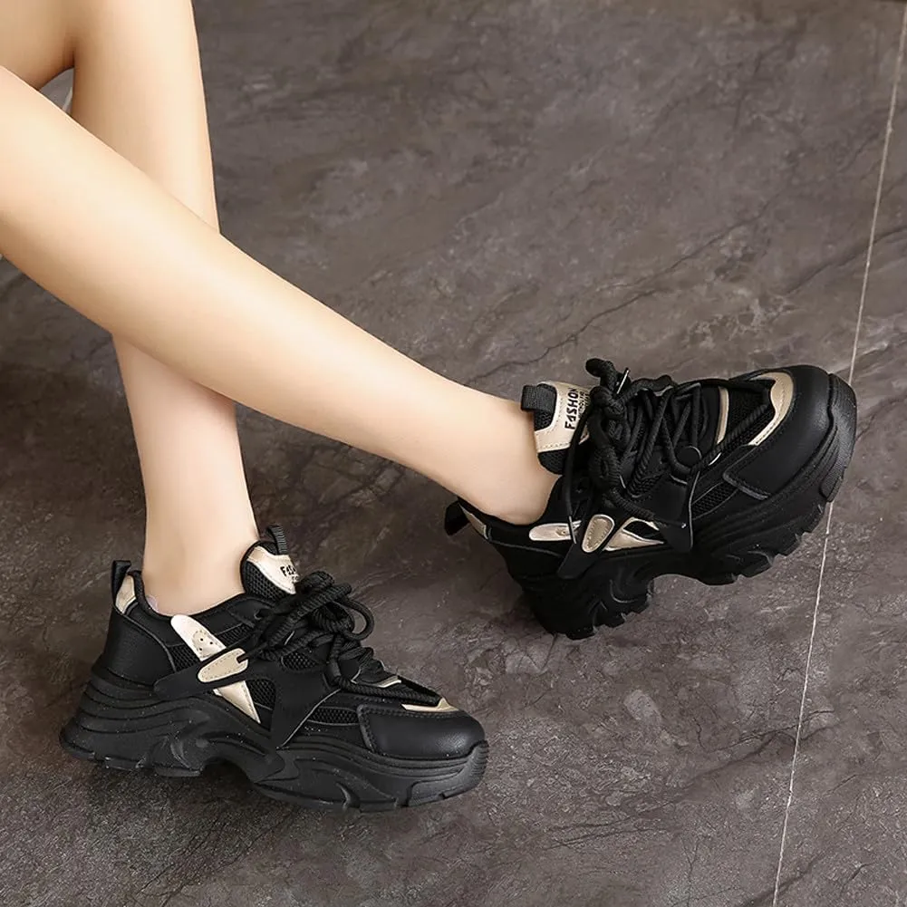 VAXAV Women's Fashion Breathable Mesh Platform Sneakers Casual Jogging Walking Shoes 5.5-8.5