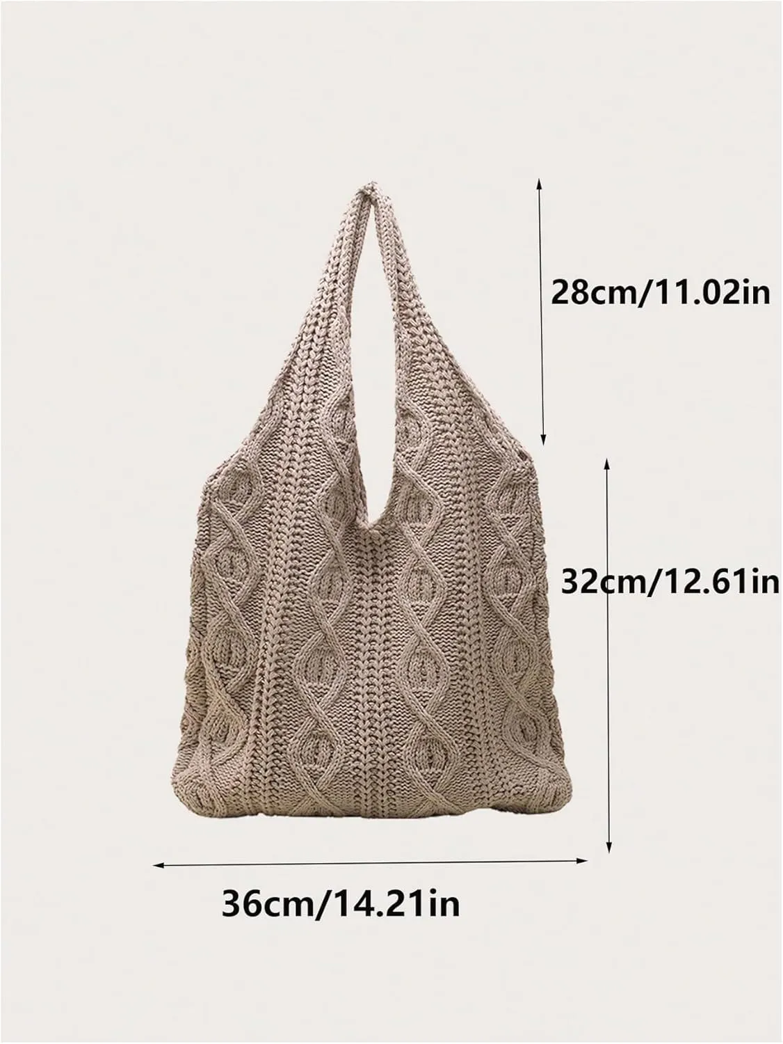 Verdusa Women's Knitted Crochet Shoulder Bags Casual Hobo Tote Bag Shopping Bags