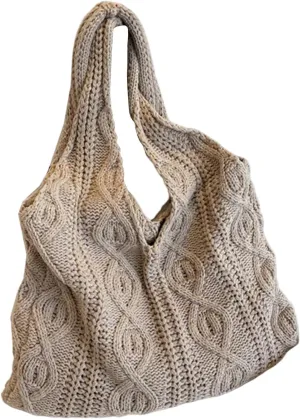 Verdusa Women's Knitted Crochet Shoulder Bags Casual Hobo Tote Bag Shopping Bags