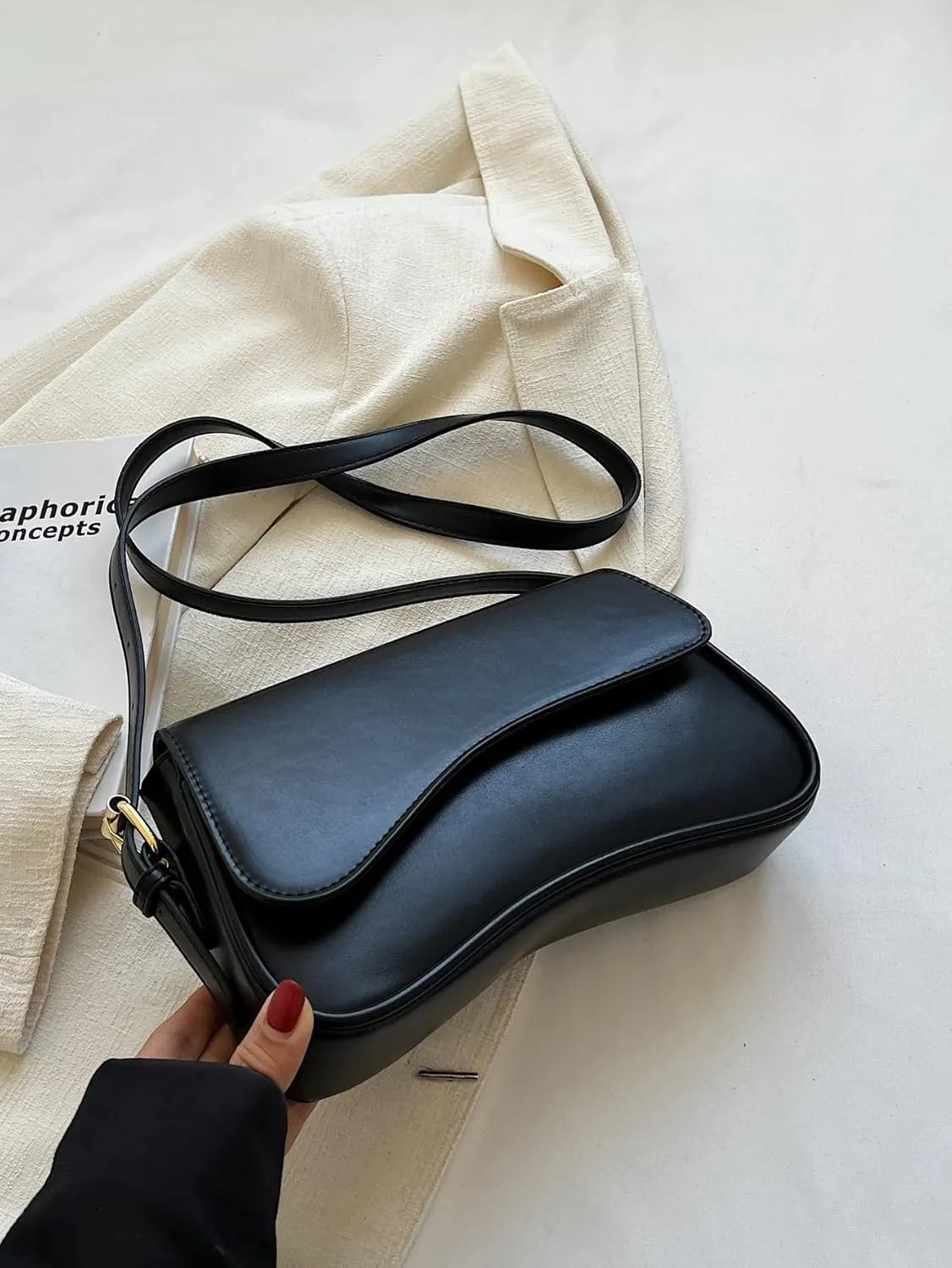 Verdusa Women's Leather Shoulder Bag Clutch Purses Trendy Hobo Crossbody Handbags Y2K Saddle Flap Underarm Purse