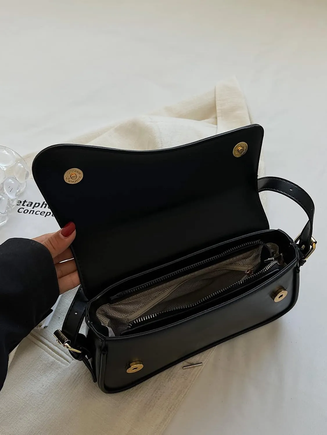 Verdusa Women's Leather Shoulder Bag Clutch Purses Trendy Hobo Crossbody Handbags Y2K Saddle Flap Underarm Purse