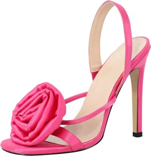 VERISSON Open-back Stiletto Flower Sandals Round Toe Summer Shoes