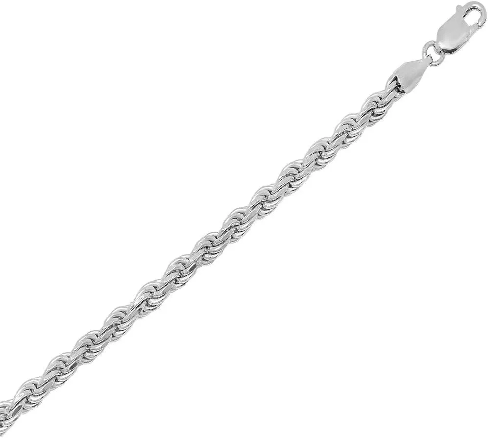 Verona Jewelers 925 Sterling Silver Diamond-Cut Rope Chain Solid Link Necklace 2MM 2.5MM 3MM- Braided Twist Necklace, Men Women,925 sterling silver necklace Made In Italy, 14-36