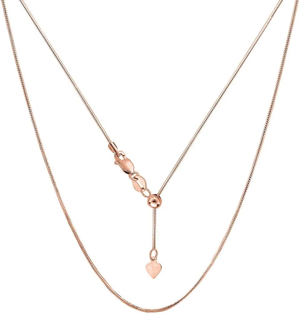 Verona Jewelers Sterling Silver 1MM Diamond Cut Adjustable Snake Chain- 925 Round Snake Chain, Expandable Necklace, Slider Necklace