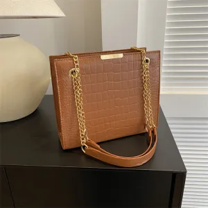 Versatile Fashion Commuter Chain Textured Large Small Square Bags