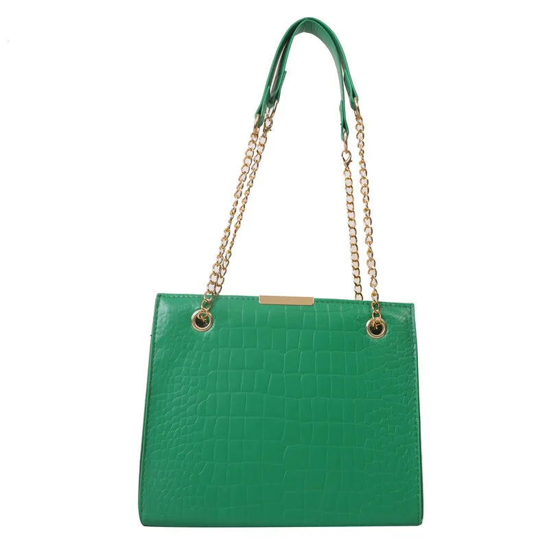 Versatile Fashion Commuter Chain Textured Large Small Square Bags