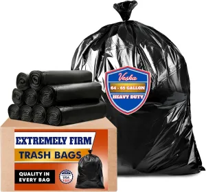 Veska 64-65 Gallon Black Trash Bags, (120 Bags Value pack) Large Black Trash Bags, Heavy Duty Garbage Bags, Large Trash Can Liners, 120 Garbage Bag on Roll