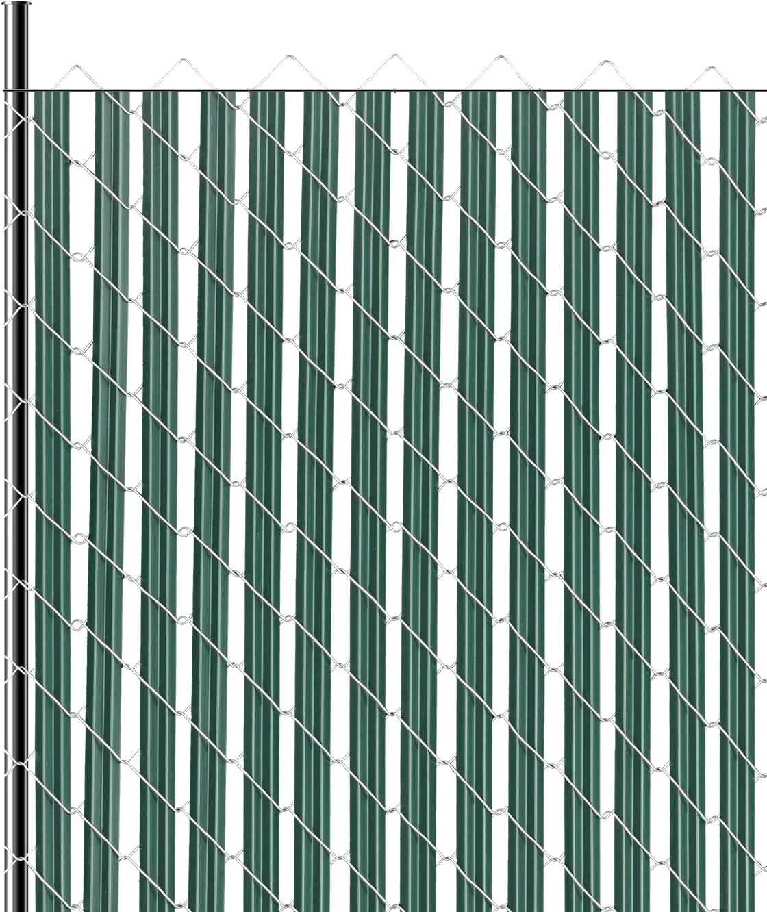 VEVOR Bottom Locking Privacy Slats, Single-Wall Vertical Bottom-Locking Slats for Chain-Link Fence, High-Density HDPE Chain Link Slats Ideally Fit 5' High Fence for Garden, Farm, Sports Field(Green)