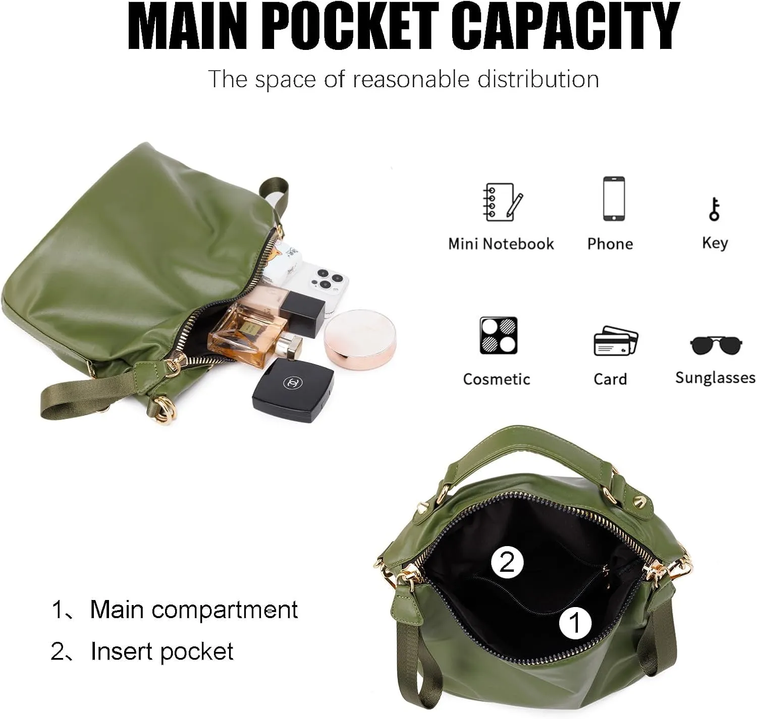 VGOAL Crossbody Bags for Women, Large-Capacity Women Handbag Casual Lightweight Travel Shopping Waterproof Shoulder Bag