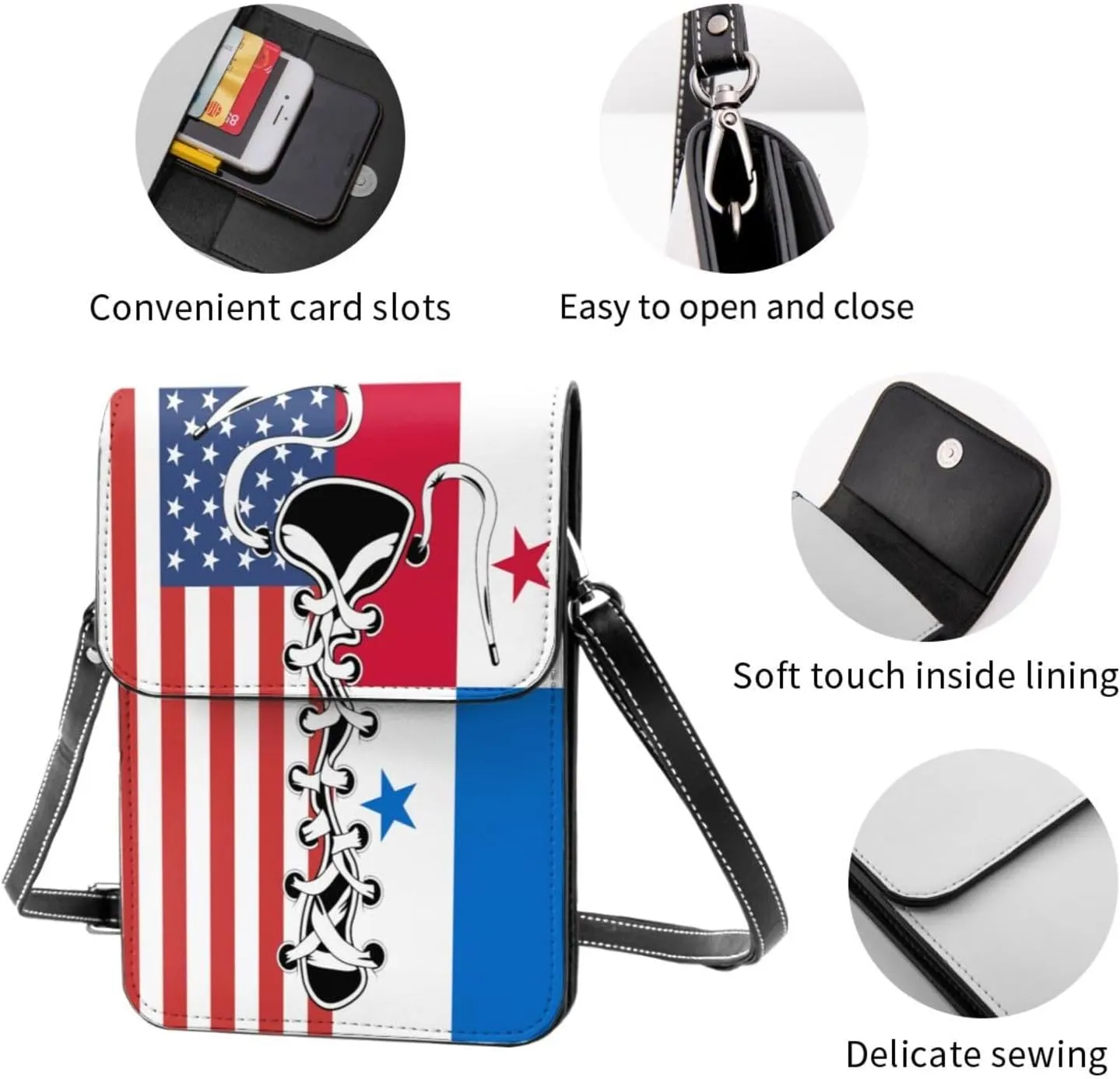 Vintage America Slovakia Slovakian Flag Funny Shoelace Small Crossbody Purse Cell Phone Bag for Women