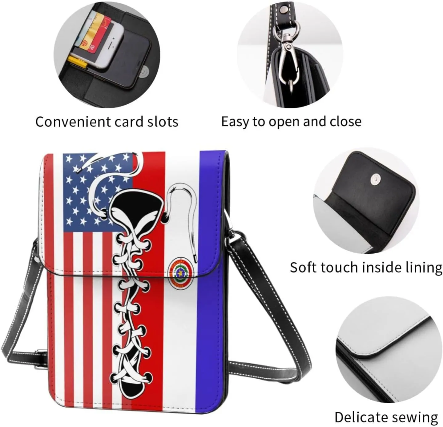 Vintage America Slovakia Slovakian Flag Funny Shoelace Small Crossbody Purse Cell Phone Bag for Women