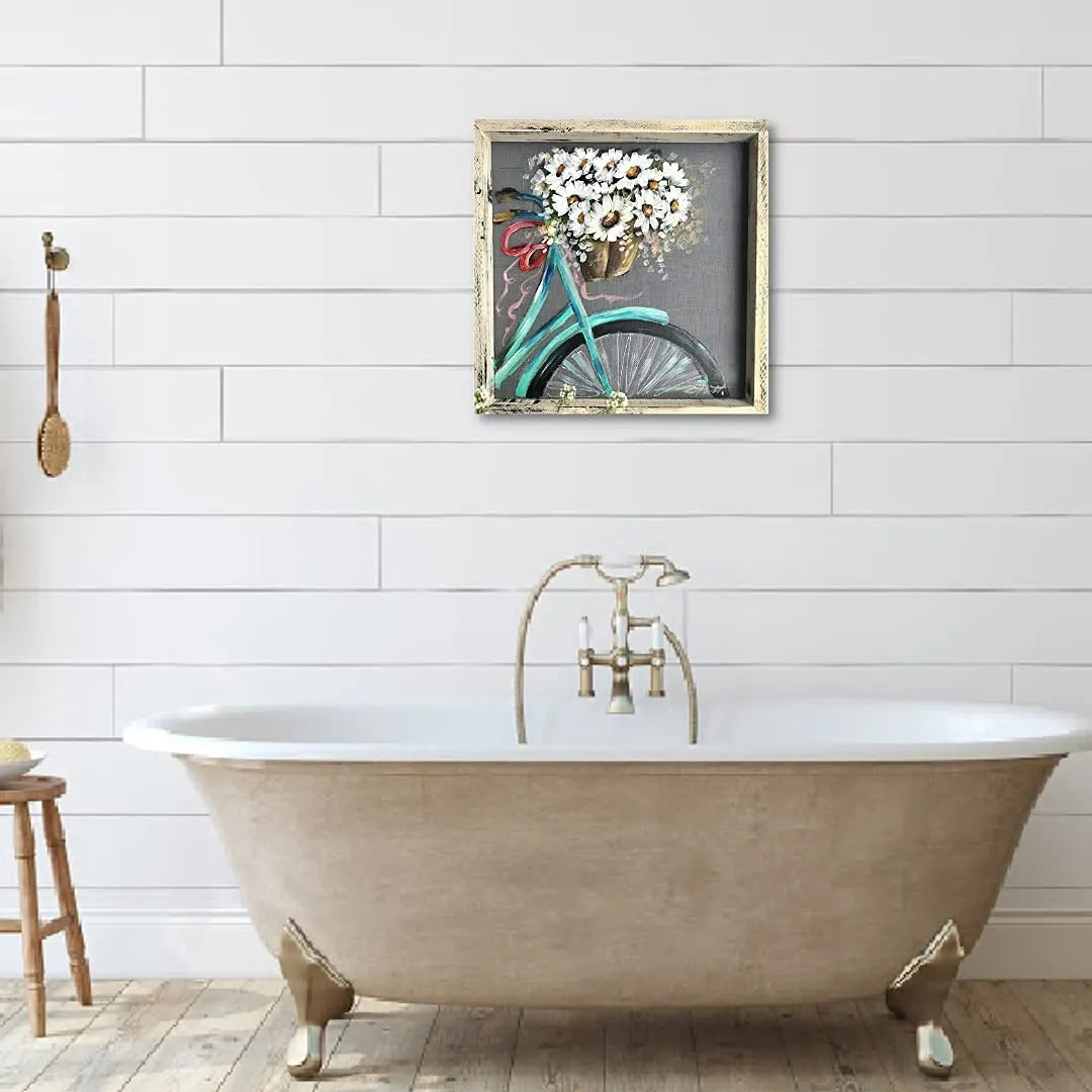 Vintage Bicycle with Daisies Hand Painted