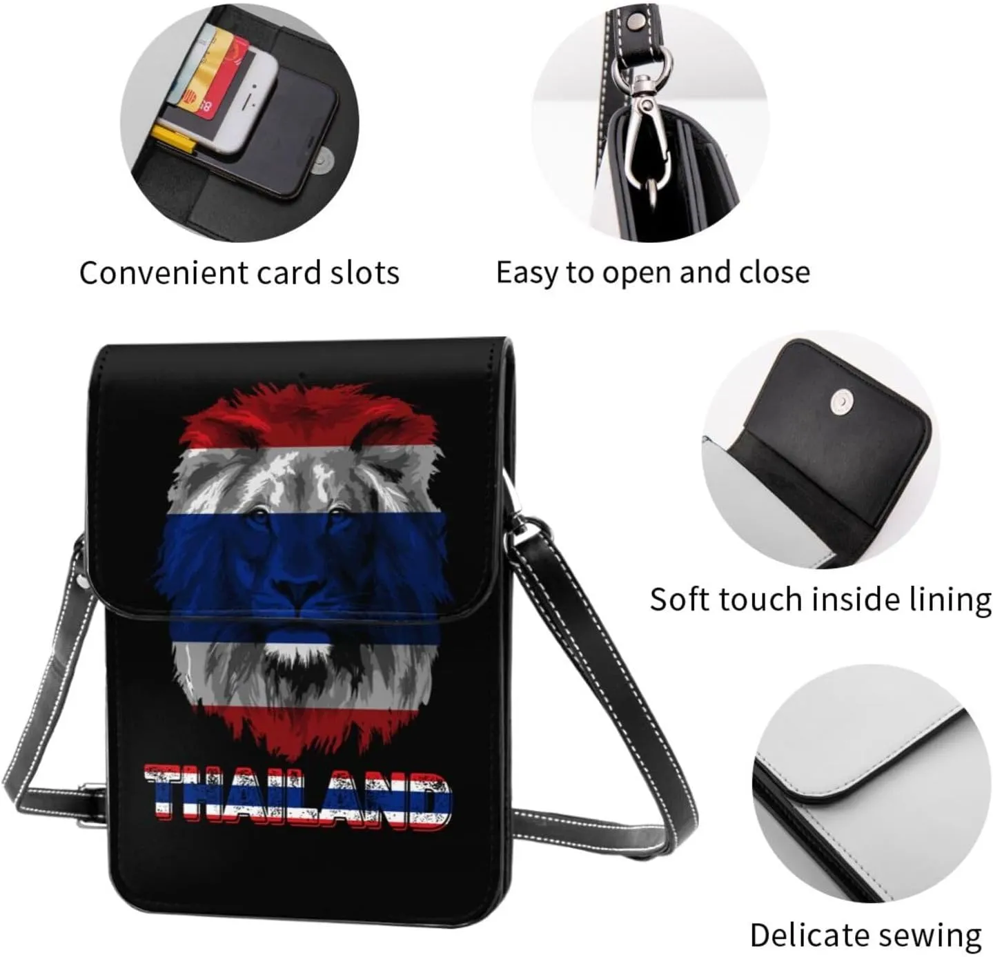 Vintage Cote D'Ivoire Flag Lion Head Small Crossbody Purse Cell Phone Bag for Women