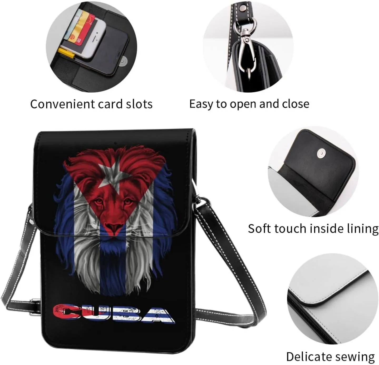 Vintage Israel Israeli Flag Lion Head Small Crossbody Purse Cell Phone Bag for Women
