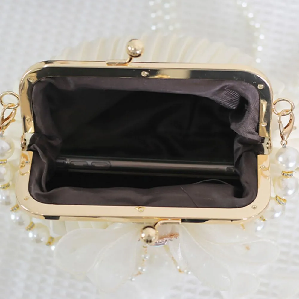 Vintage Kiss Lock Handbag Purse Crossbody Shoulder Bag Evening Bag Small Tote Purse with Bow Pearl Chain for Women