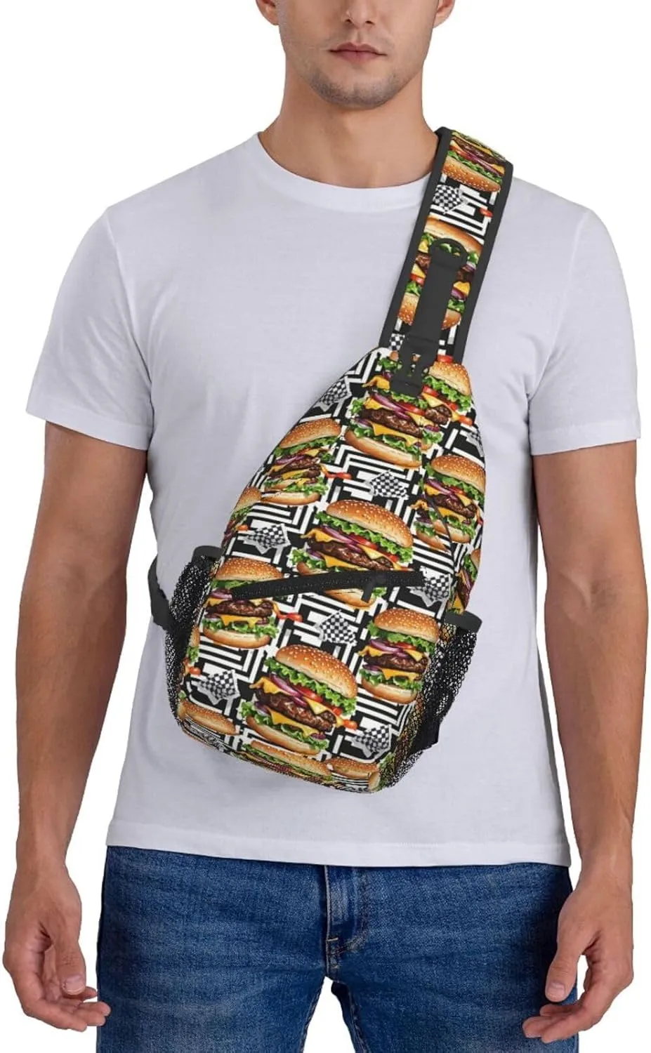 Vintage Leopard Crossbody Bags Cross Chest Bag Adjustable Sling Backpack for Women Men