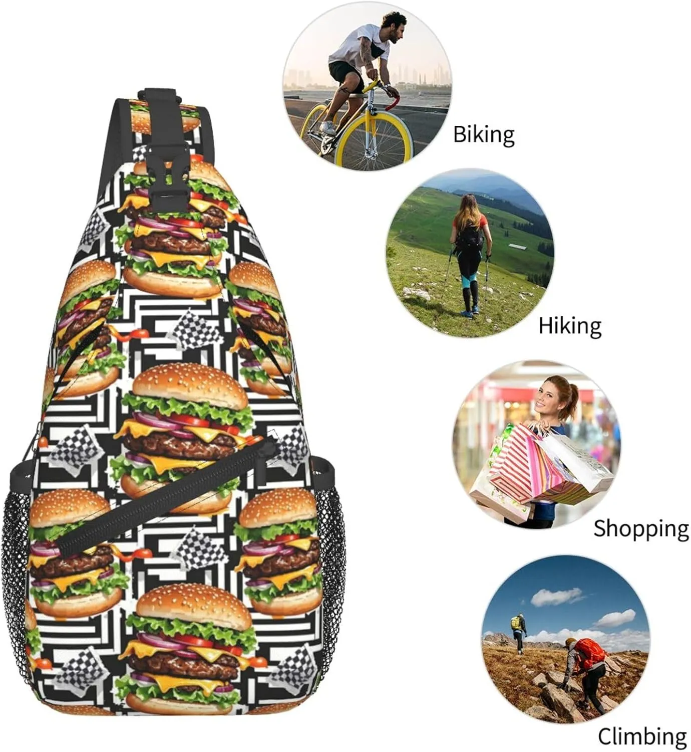 Vintage Leopard Crossbody Bags Cross Chest Bag Adjustable Sling Backpack for Women Men