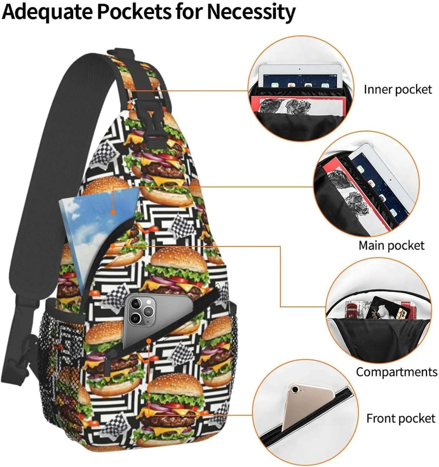 Vintage Leopard Crossbody Bags Cross Chest Bag Adjustable Sling Backpack for Women Men