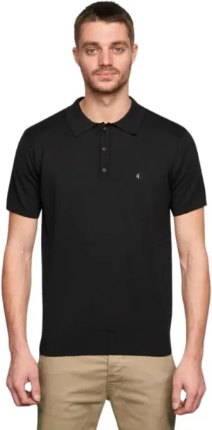 Vintage Mens Jackson Three Button Knitted Short Sleeve Polo Shirt Black