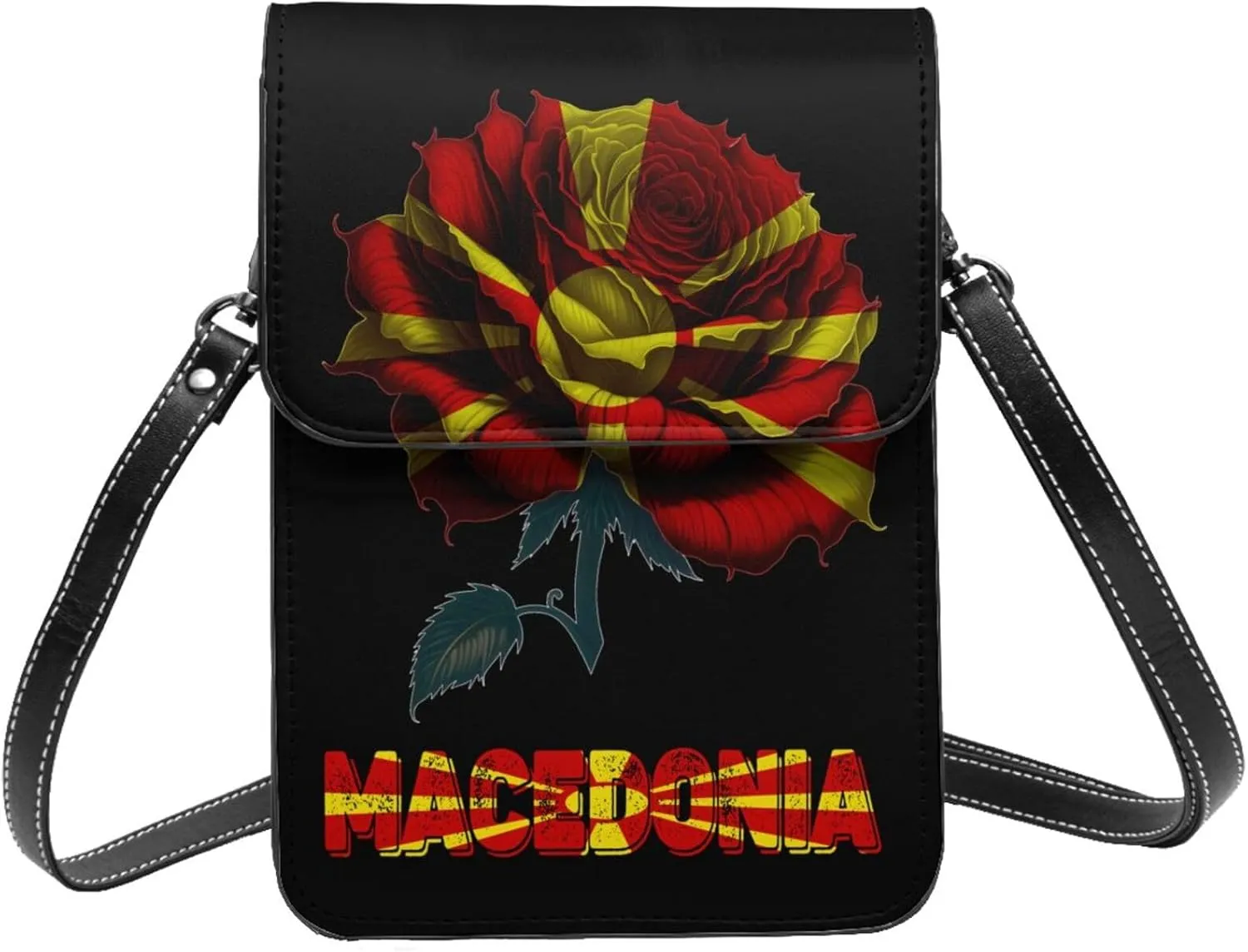 Vintage Mongolia Mongolian Flag Rose Flower Small Crossbody Purse Cell Phone Bag for Women