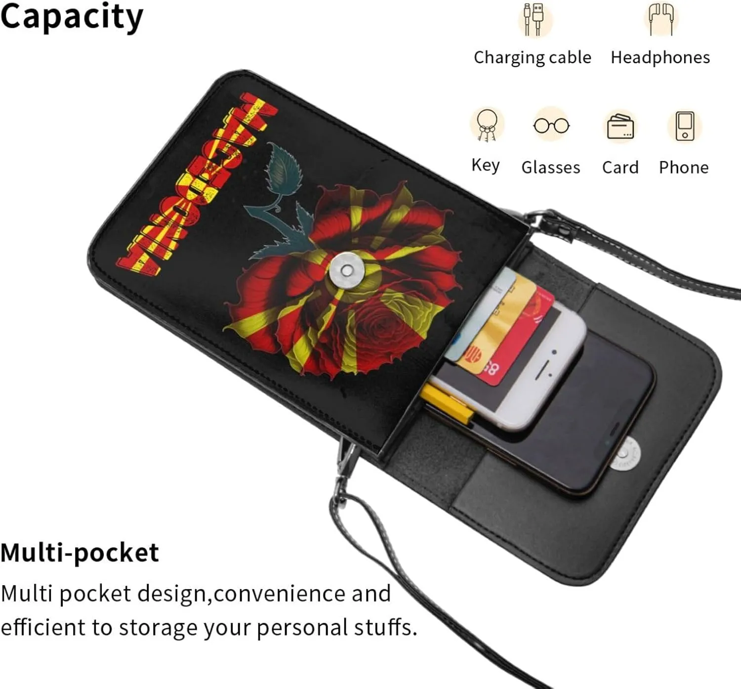 Vintage Mongolia Mongolian Flag Rose Flower Small Crossbody Purse Cell Phone Bag for Women