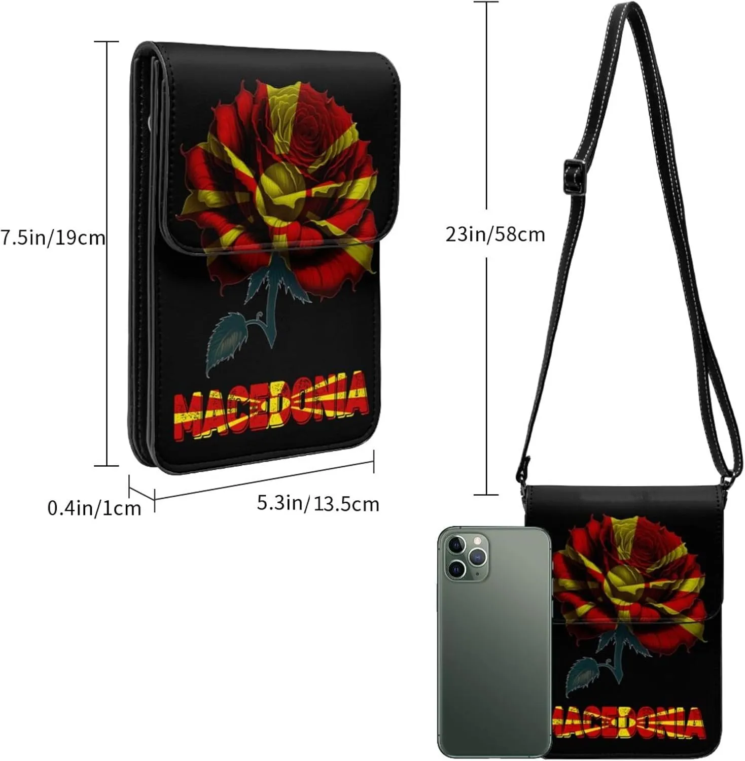 Vintage Mongolia Mongolian Flag Rose Flower Small Crossbody Purse Cell Phone Bag for Women