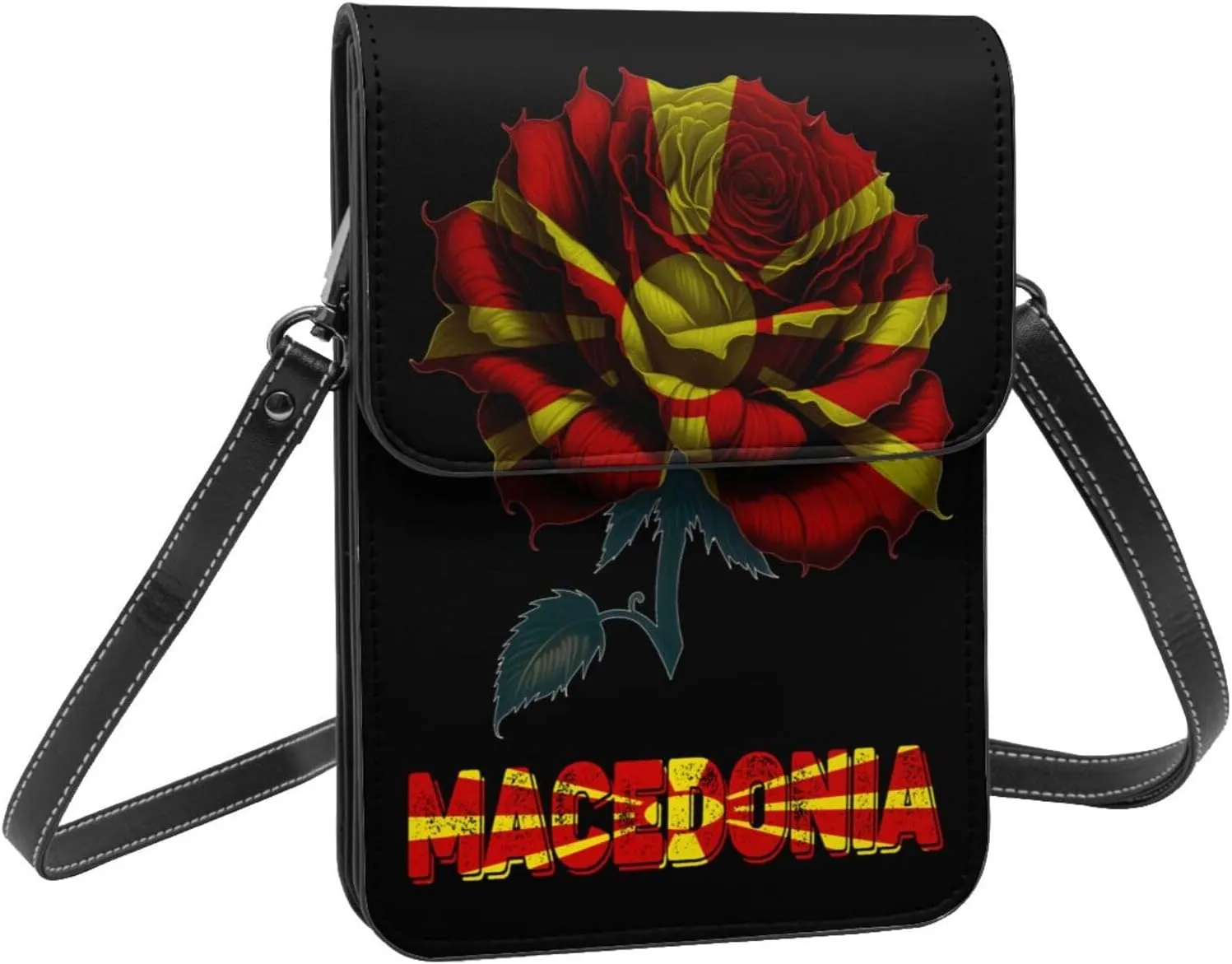 Vintage Mongolia Mongolian Flag Rose Flower Small Crossbody Purse Cell Phone Bag for Women