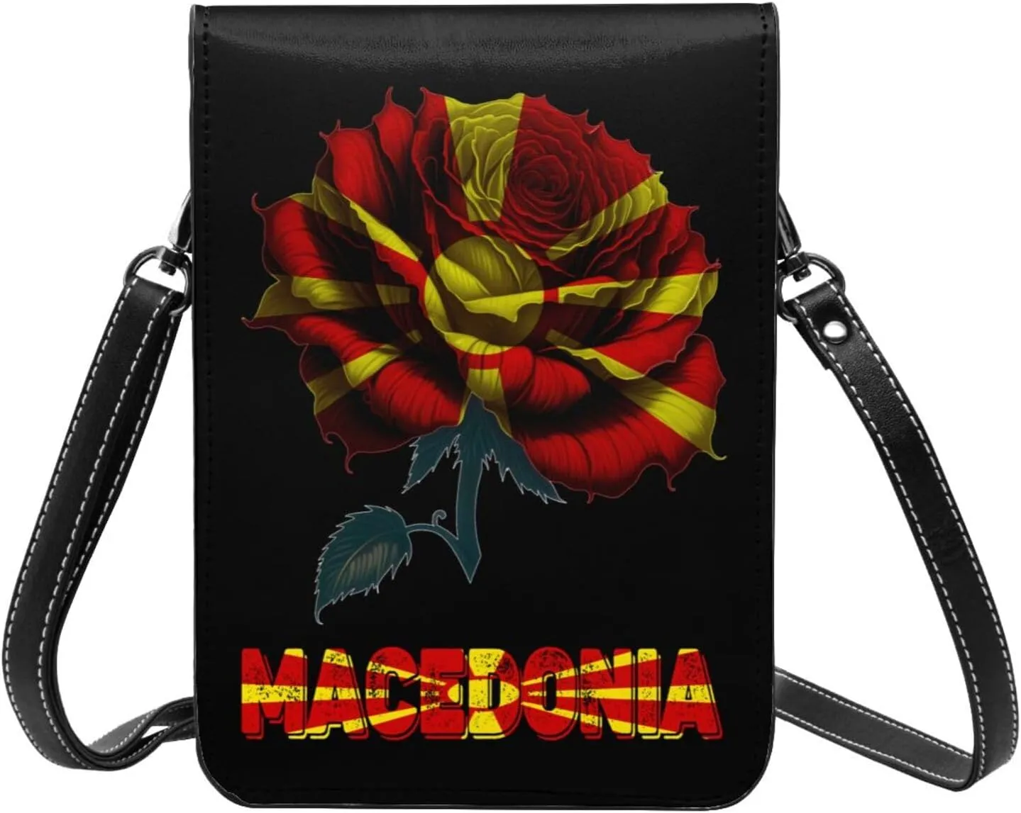 Vintage Mongolia Mongolian Flag Rose Flower Small Crossbody Purse Cell Phone Bag for Women