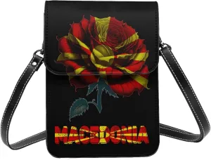 Vintage Mongolia Mongolian Flag Rose Flower Small Crossbody Purse Cell Phone Bag for Women