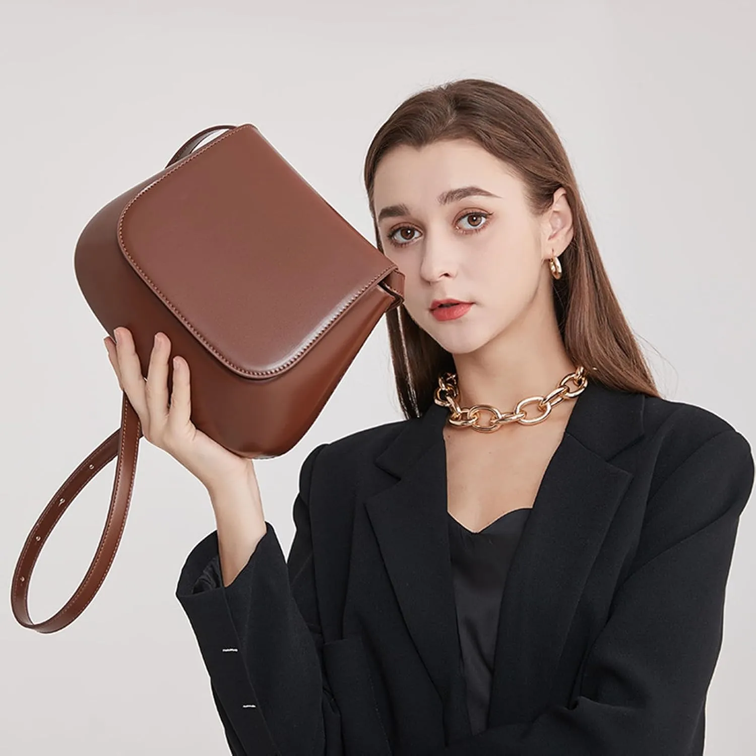 Vintage Saddle Crossbody Bag For Women Design Small Simple Shoulder Bag Vegan Leather Boho Retro Satchel Small Square Bag