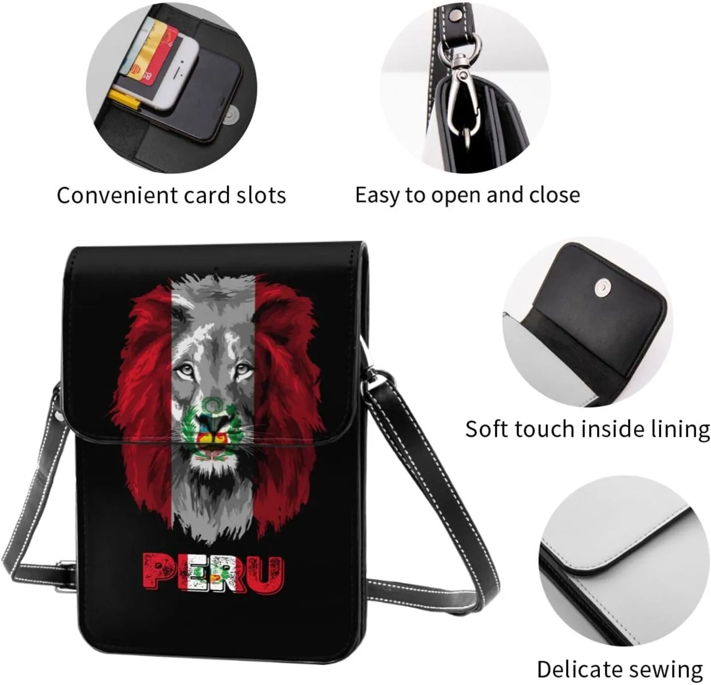 Vintage Saint Vincent And The Grenadines Flag Lion Head Small Crossbody Purse Cell Phone Bag for Women