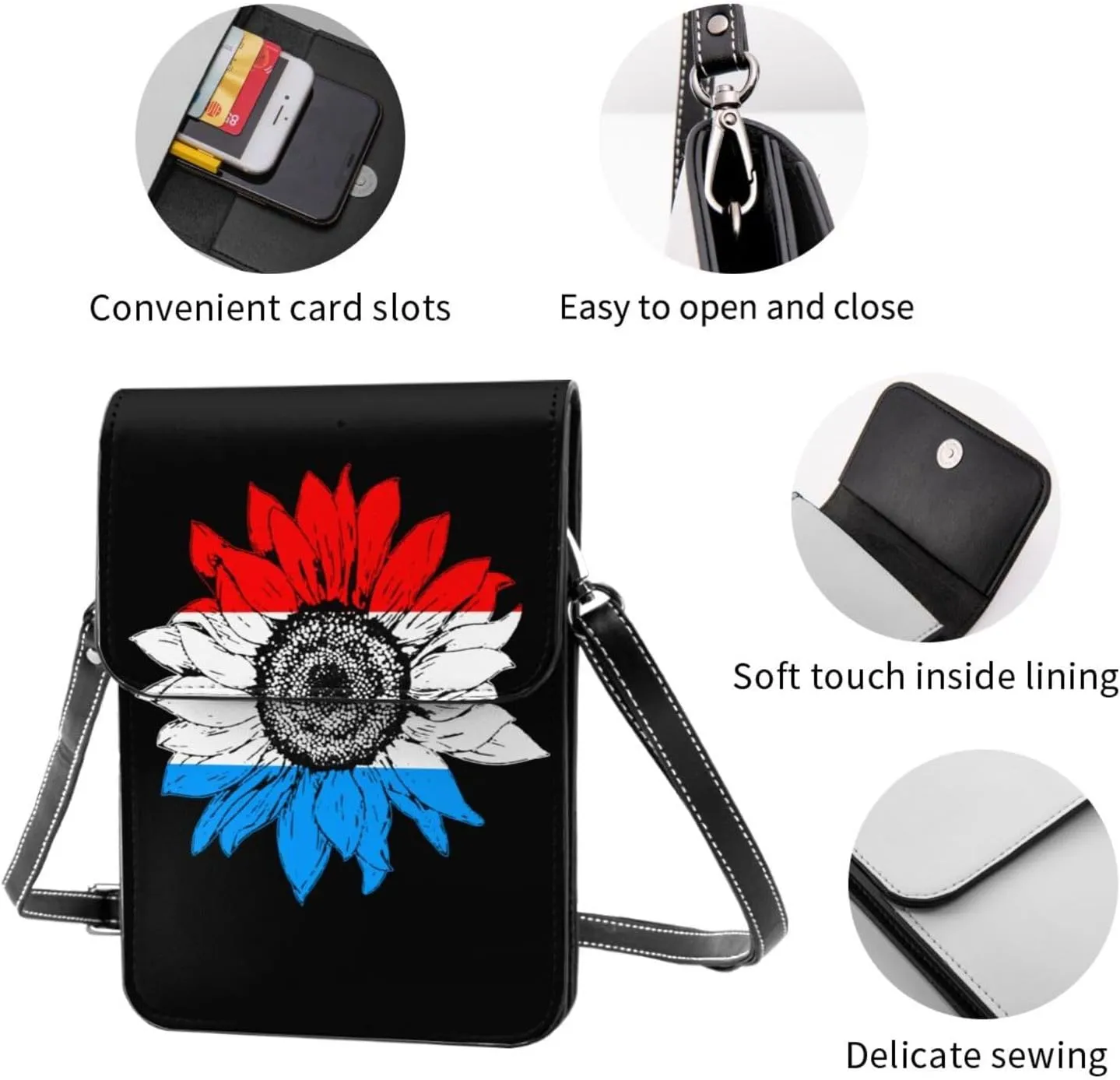 Vintage Sunflower Nepal Nepalese Flag Small Crossbody Purse Cell Phone Bag for Women