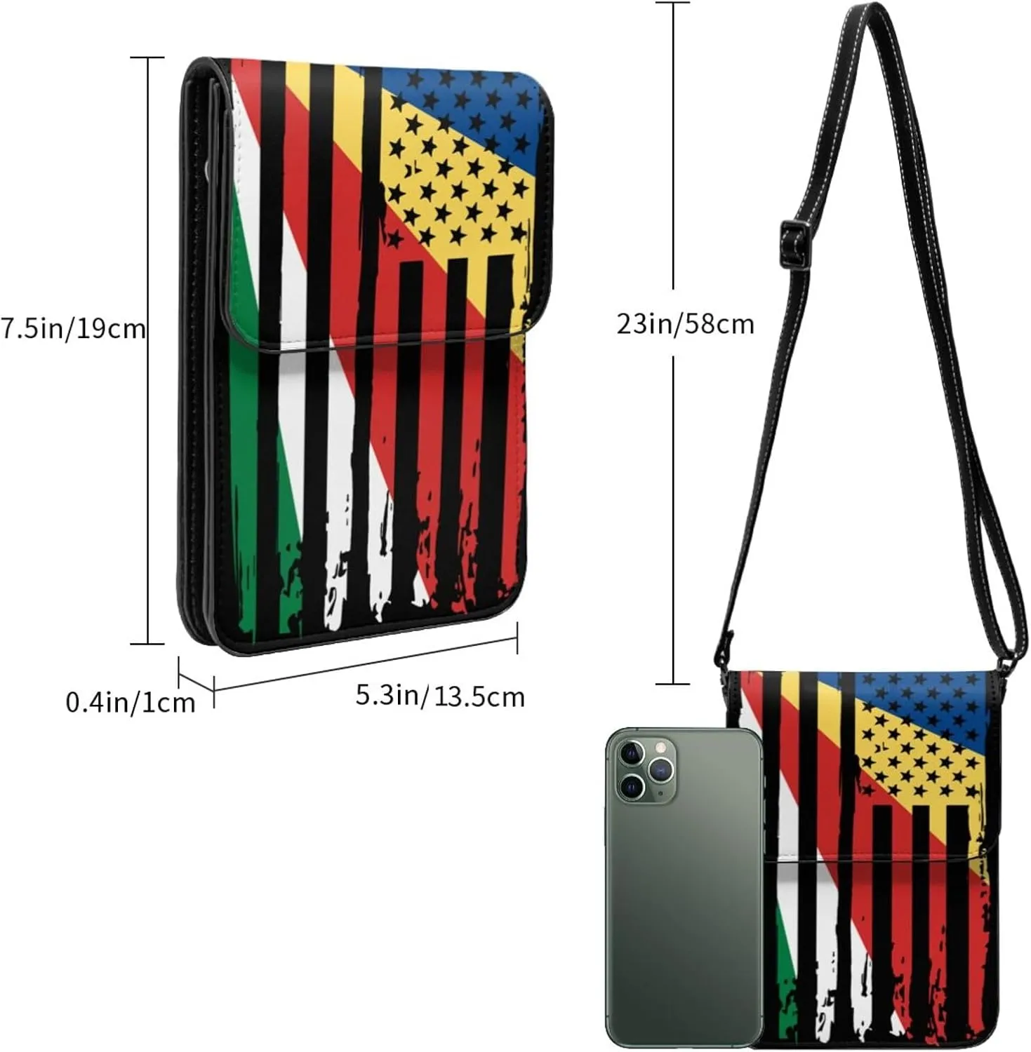 Vintage Tanzanian America Flag Striped Patterns Small Crossbody Purse Cell Phone Bag for Women