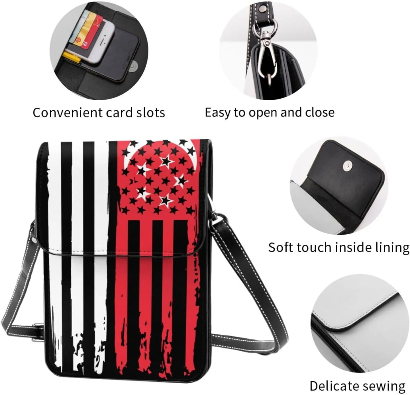 Vintage Tanzanian America Flag Striped Patterns Small Crossbody Purse Cell Phone Bag for Women